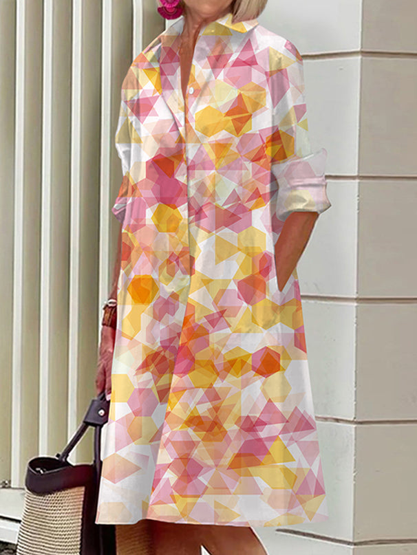 Danica Chic Geometric Shirt Dress - Elena Harper