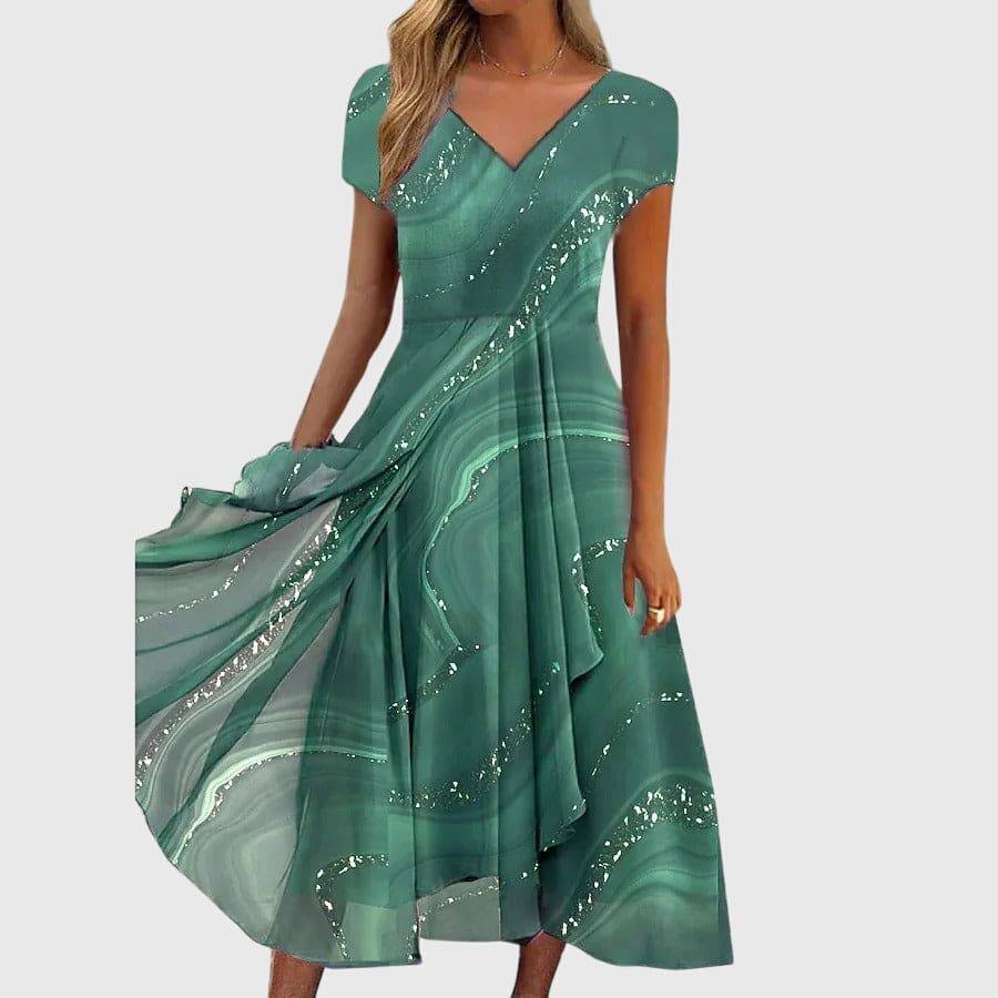 Aubrielle™ flowing midi dress for women by Emma & Rose Cape Town, elegant lightweight dress with a flowing silhouette and soft fabric.