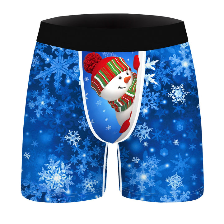 North Star | Red Snowman Print Christmas Boxer Shorts For Men