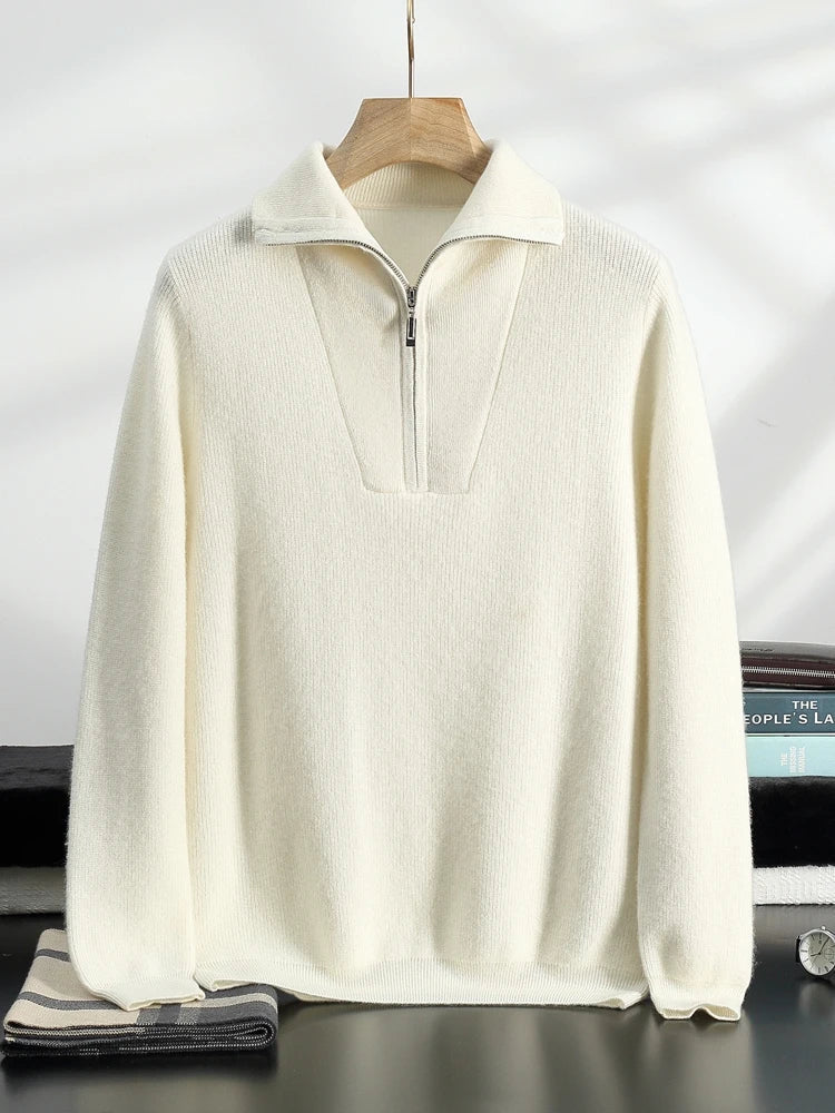 Emma & Rose cashmere half-zip sweater — premium winter knitwear
