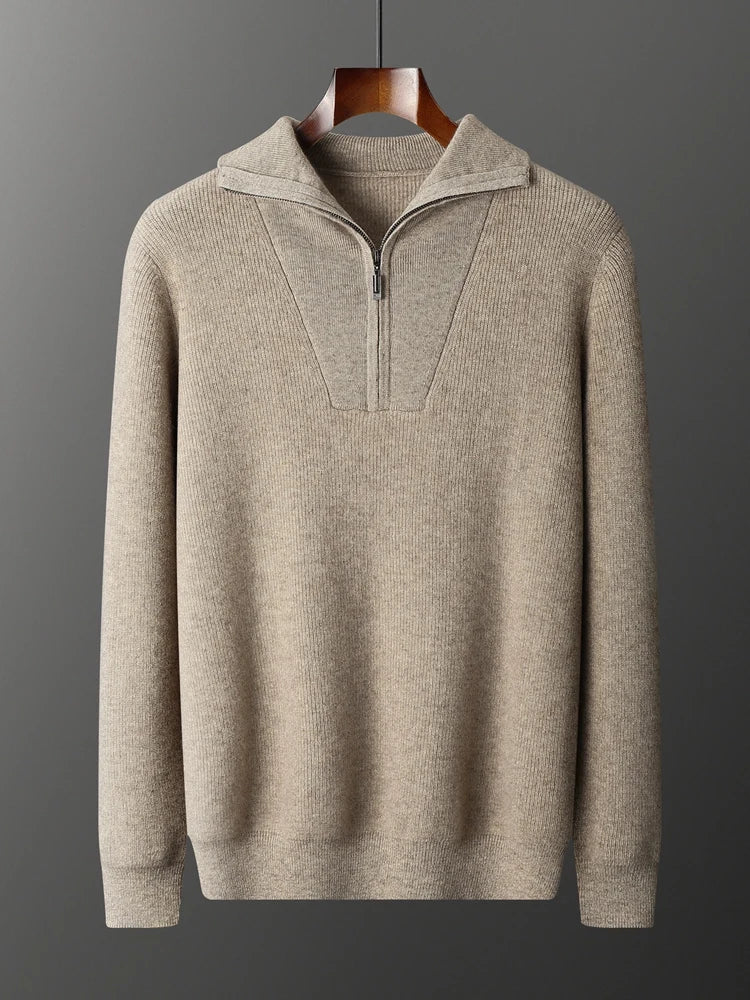 Emma & Rose cashmere half-zip sweater — premium winter knitwear