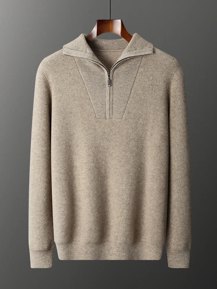 Emma & Rose cashmere half-zip sweater — premium winter knitwear