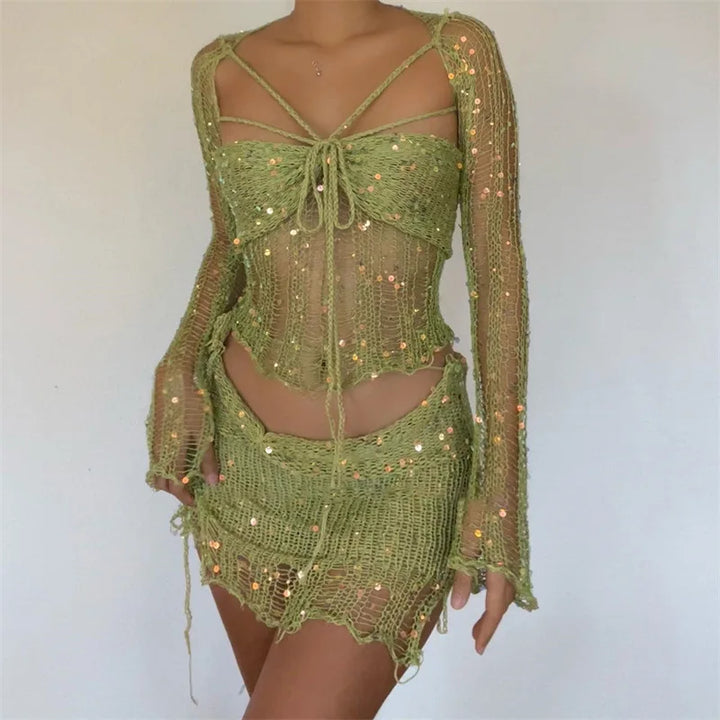 Women's Dazzling Sequin Rock Set - Sparkle & Style