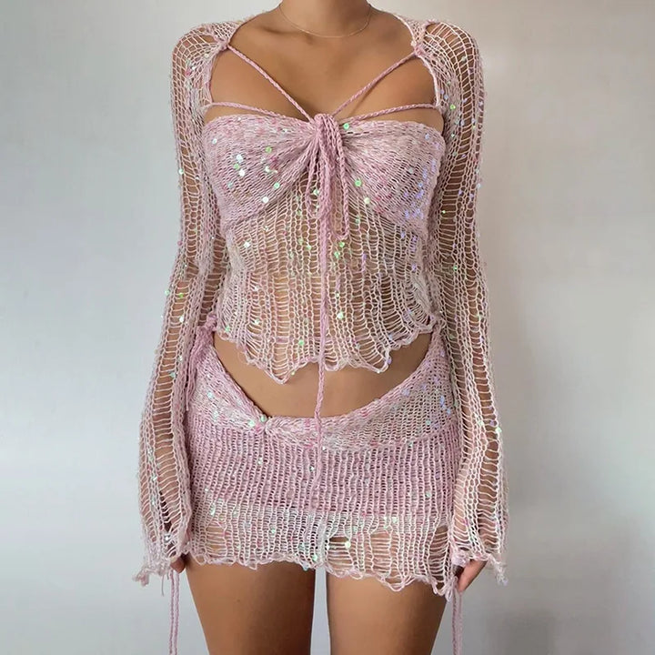 Women's Dazzling Sequin Rock Set - Sparkle & Style