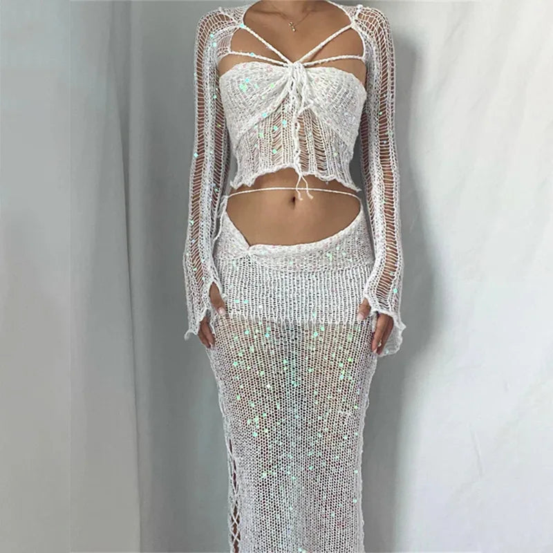 Women's Dazzling Sequin Rock Set - Sparkle & Style