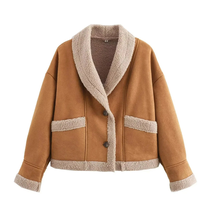 Hélène - Chic Suede Sherpa Coat