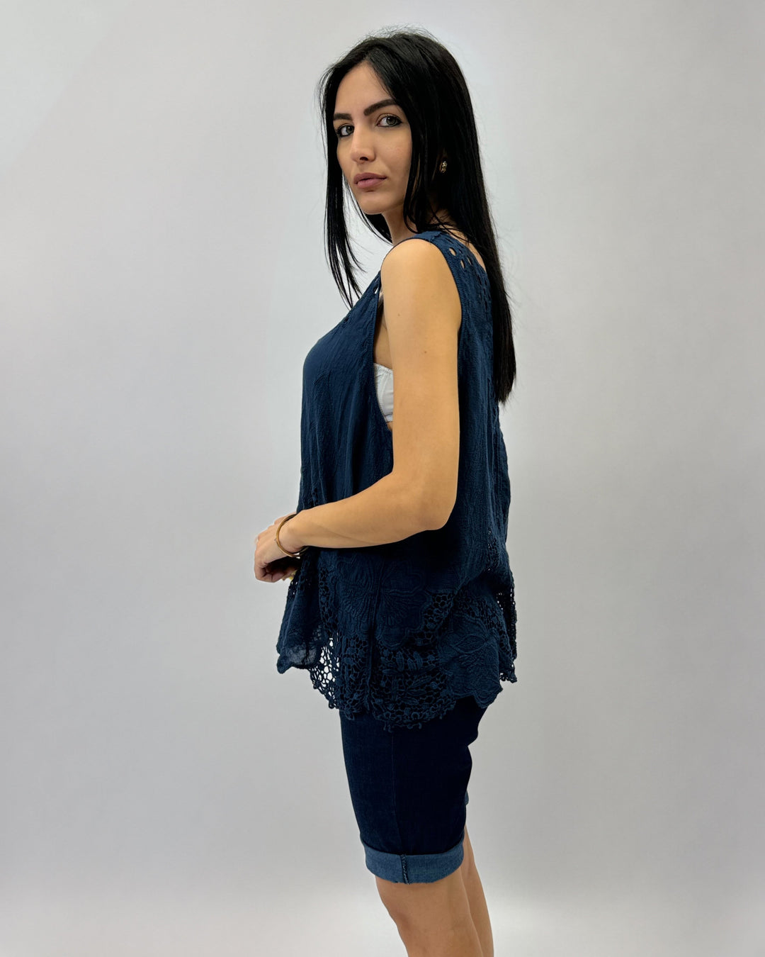 Yolande™  |  Sleeveless soft luxurious fabrics Blouse Details