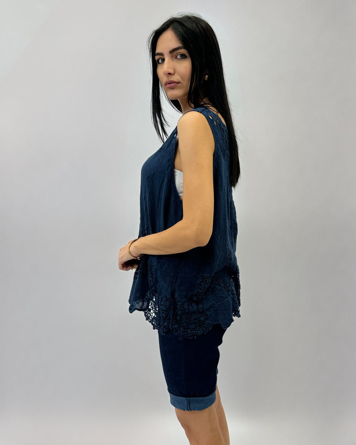 Yolande™  |  Sleeveless soft luxurious fabrics Blouse Details