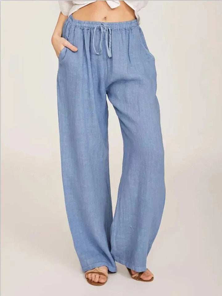Alessia Romano | Relaxed Linen Look Wide-Leg Summer Pants For Women