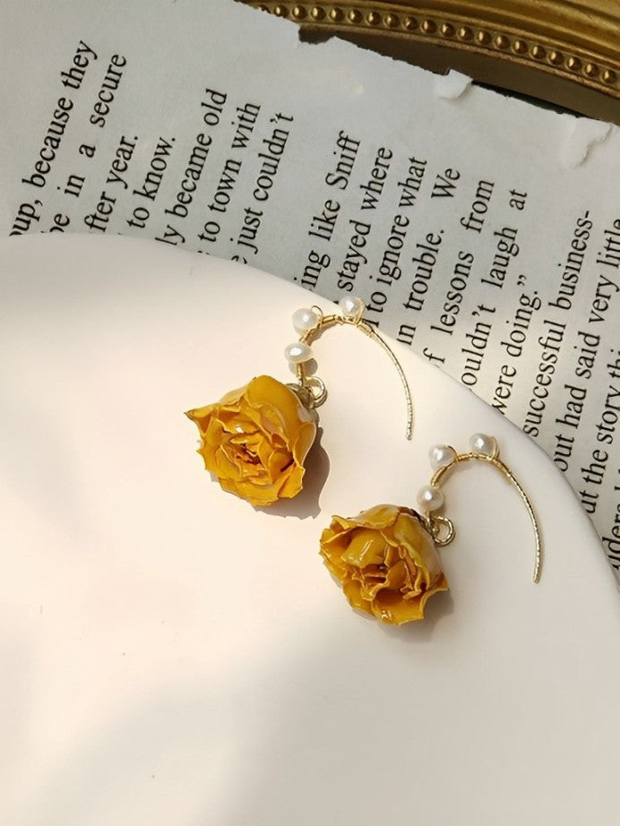 Orange Rose Earrings Hannah, view 4 - Elena Harper