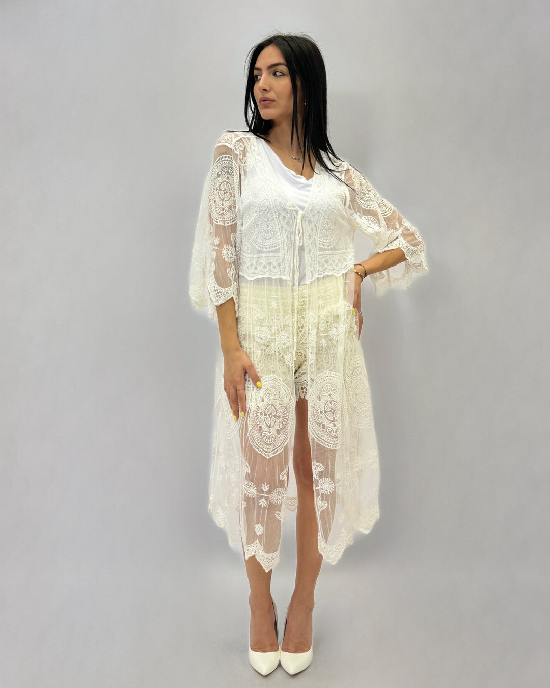 Francien™  |  Long Embroidered Cover-up