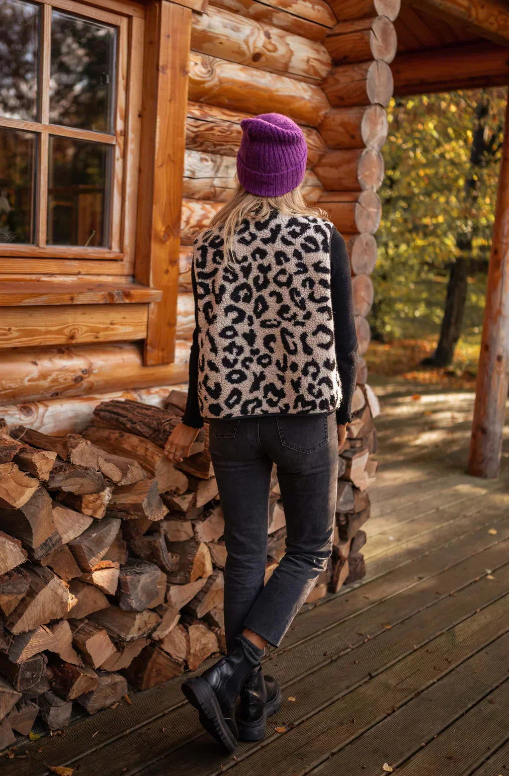 Astrd Leopard Knit Vest, view 2 - Elena Harper