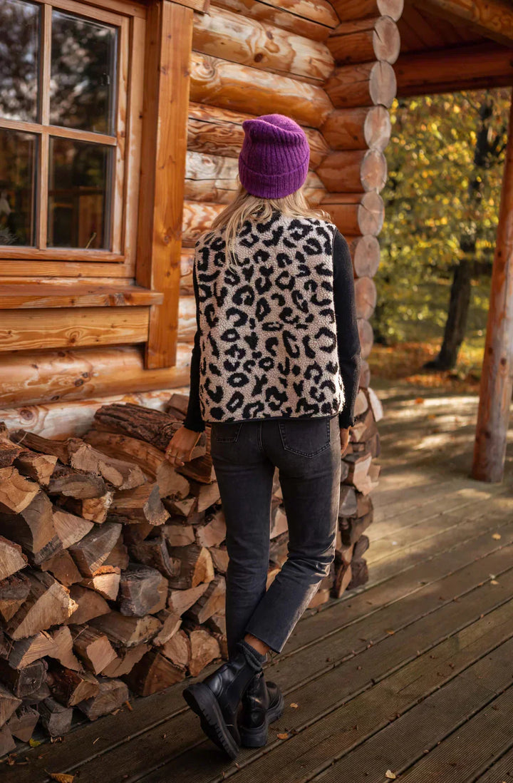Astrd Leopard Knit Vest, view 2 - Elena Harper