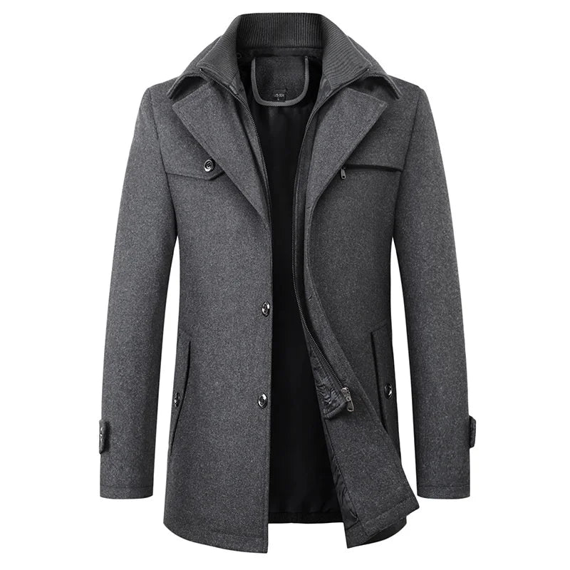 Premium Waterproof Men's Coat – Elegant Structured Winter Jacket