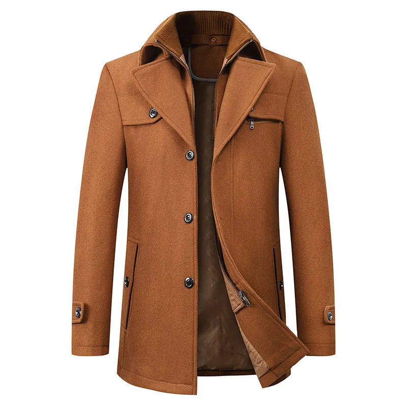 Premium Waterproof Men's Coat – Elegant Structured Winter Jacket