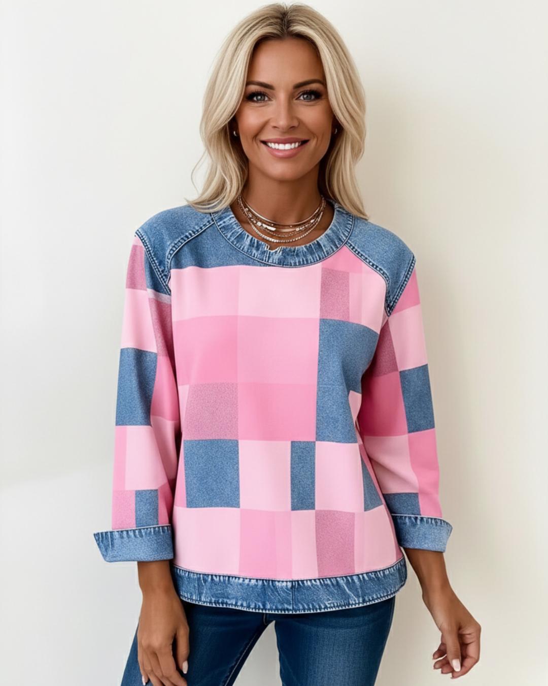 Emma & Rose vintage check knit sweater — women's knitwear