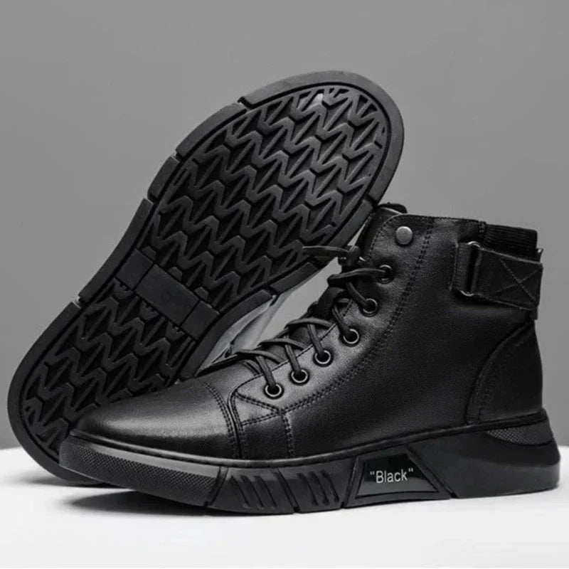 Elegant Black Leather Boots for Men