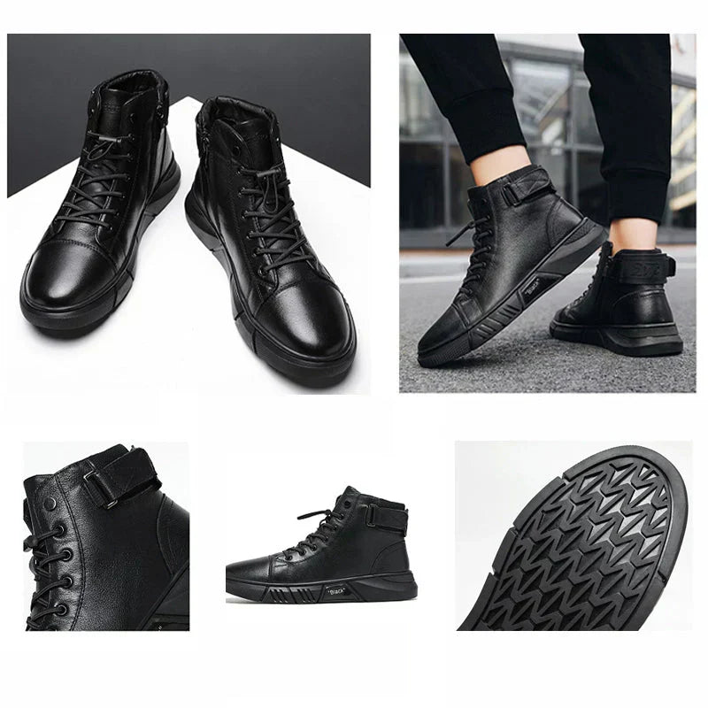 Elegant Black Leather Boots for Men
