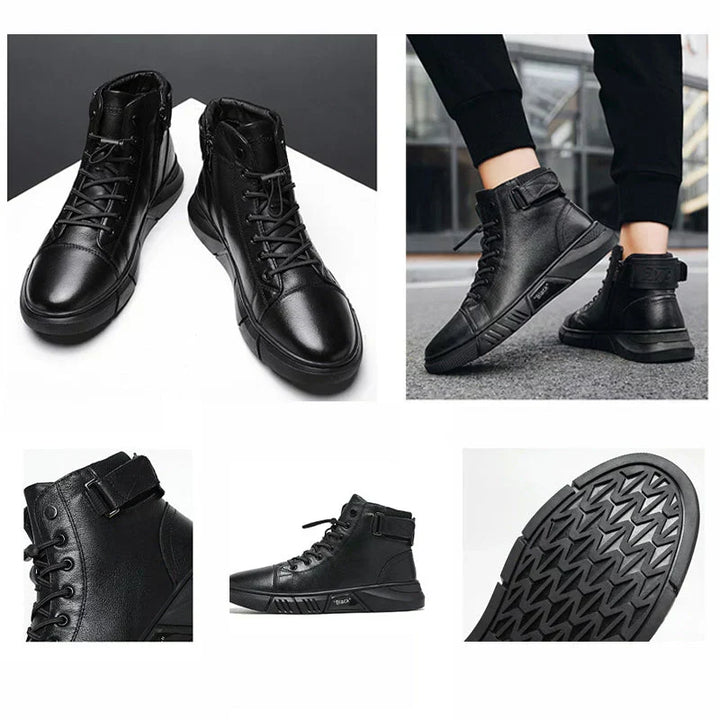 Elegant Black Leather Boots for Men