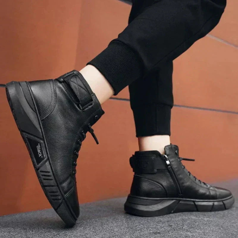 Elegant Black Leather Boots for Men