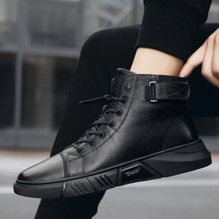 Elegant Black Leather Boots for Men