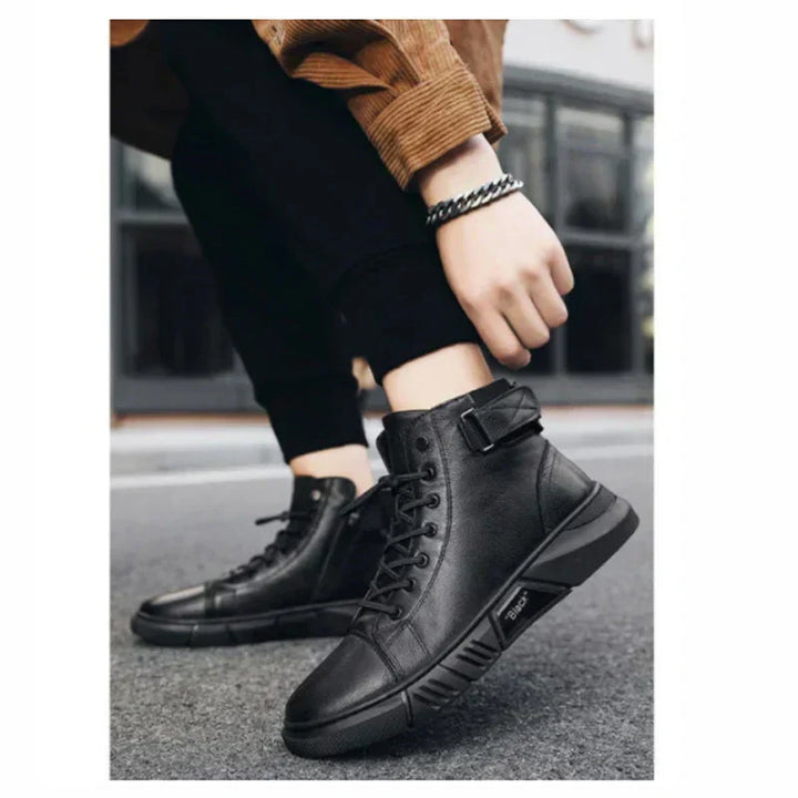Elegant Black Leather Boots for Men