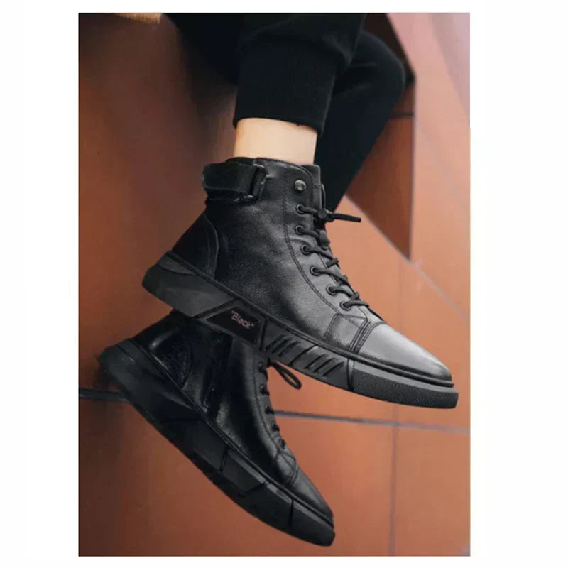 Elegant Black Leather Boots for Men