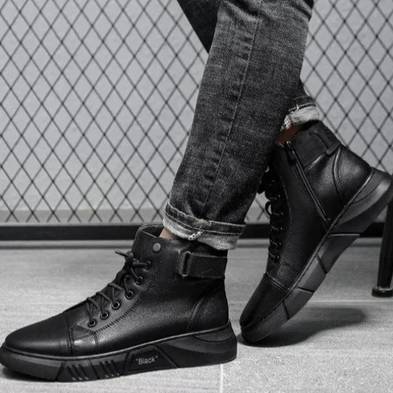 Elegant Black Leather Boots for Men