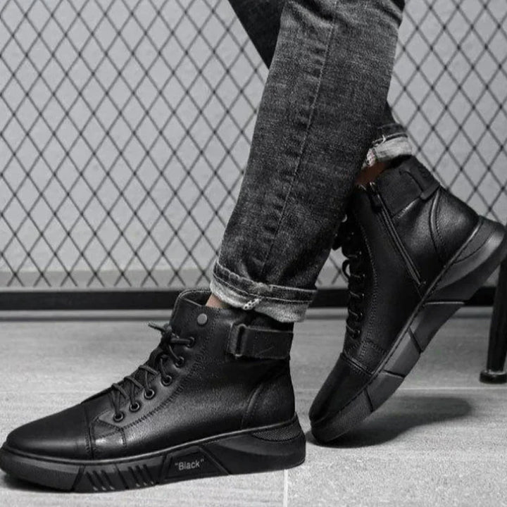 Elegant Black Leather Boots for Men