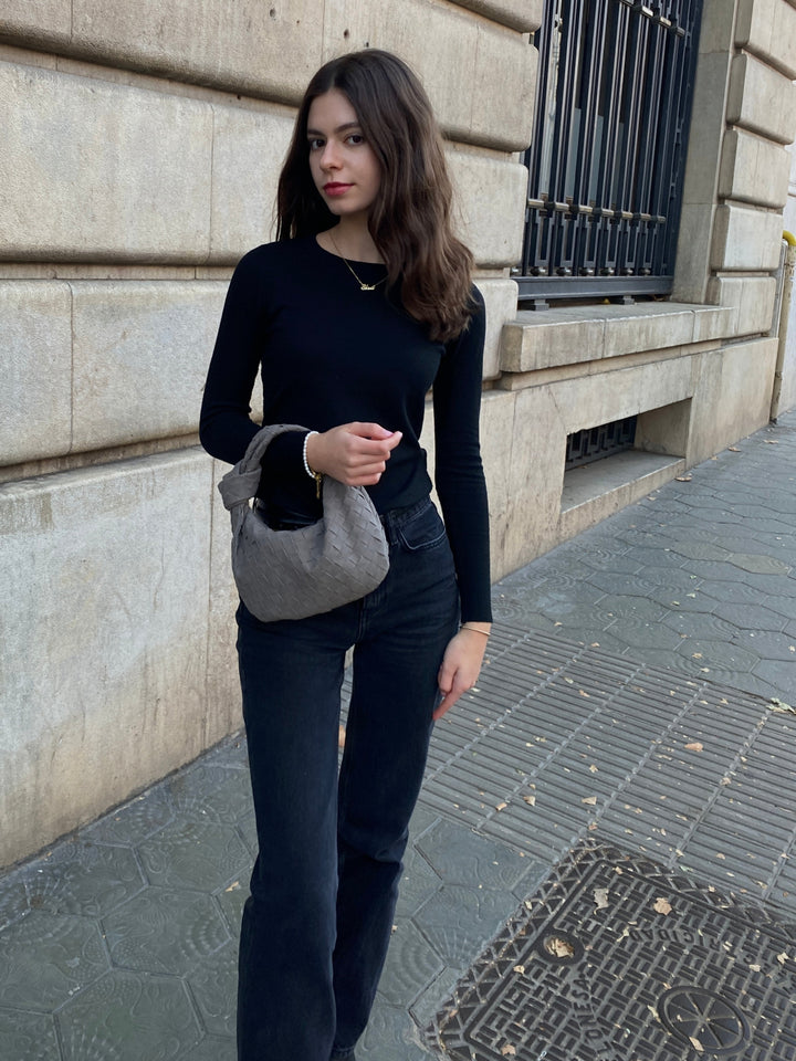 Renee Mini Bag in Soft Woven Suede, view 3 - Elena Harper