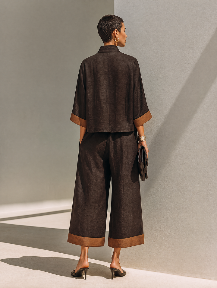 Women's Top & Cropped Wide Pants Set