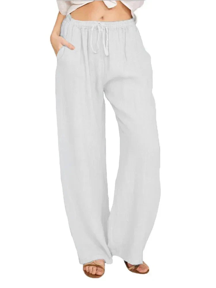 Alessia Romano | Relaxed Linen Look Wide-Leg Summer Pants For Women