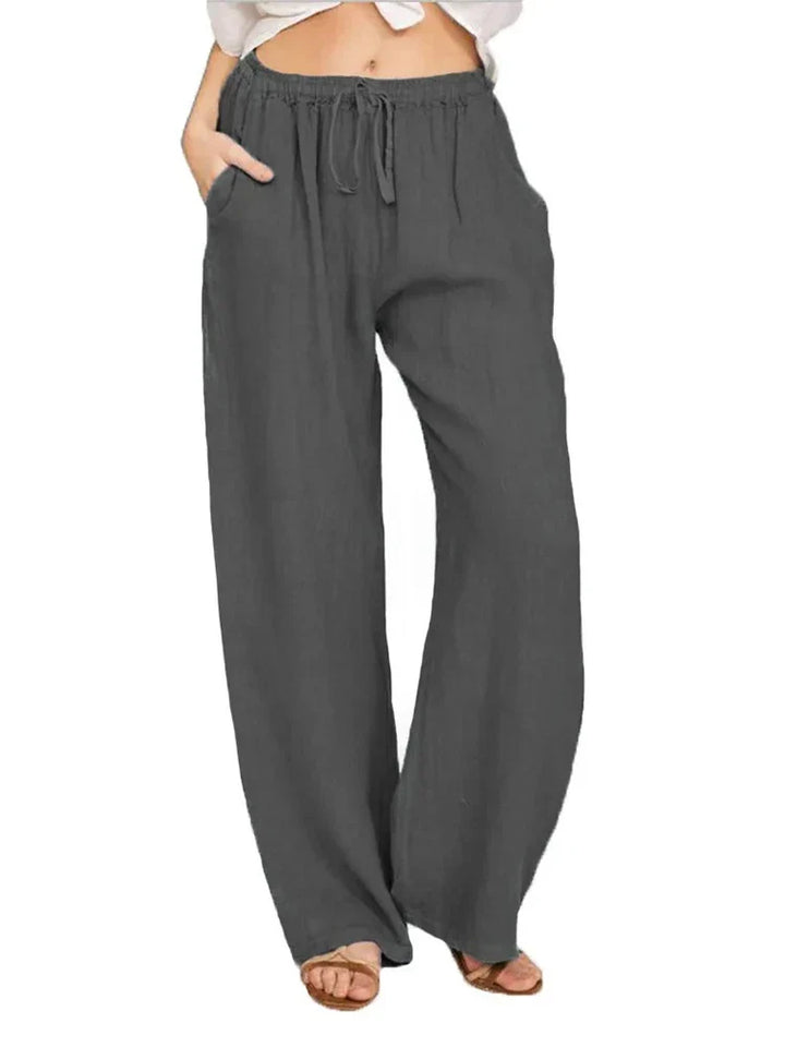 Alessia Romano | Relaxed Linen Look Wide-Leg Summer Pants For Women