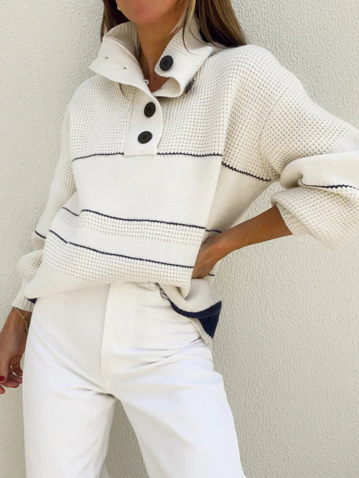 Abigail - Women's Knit Sweater with Button Placket