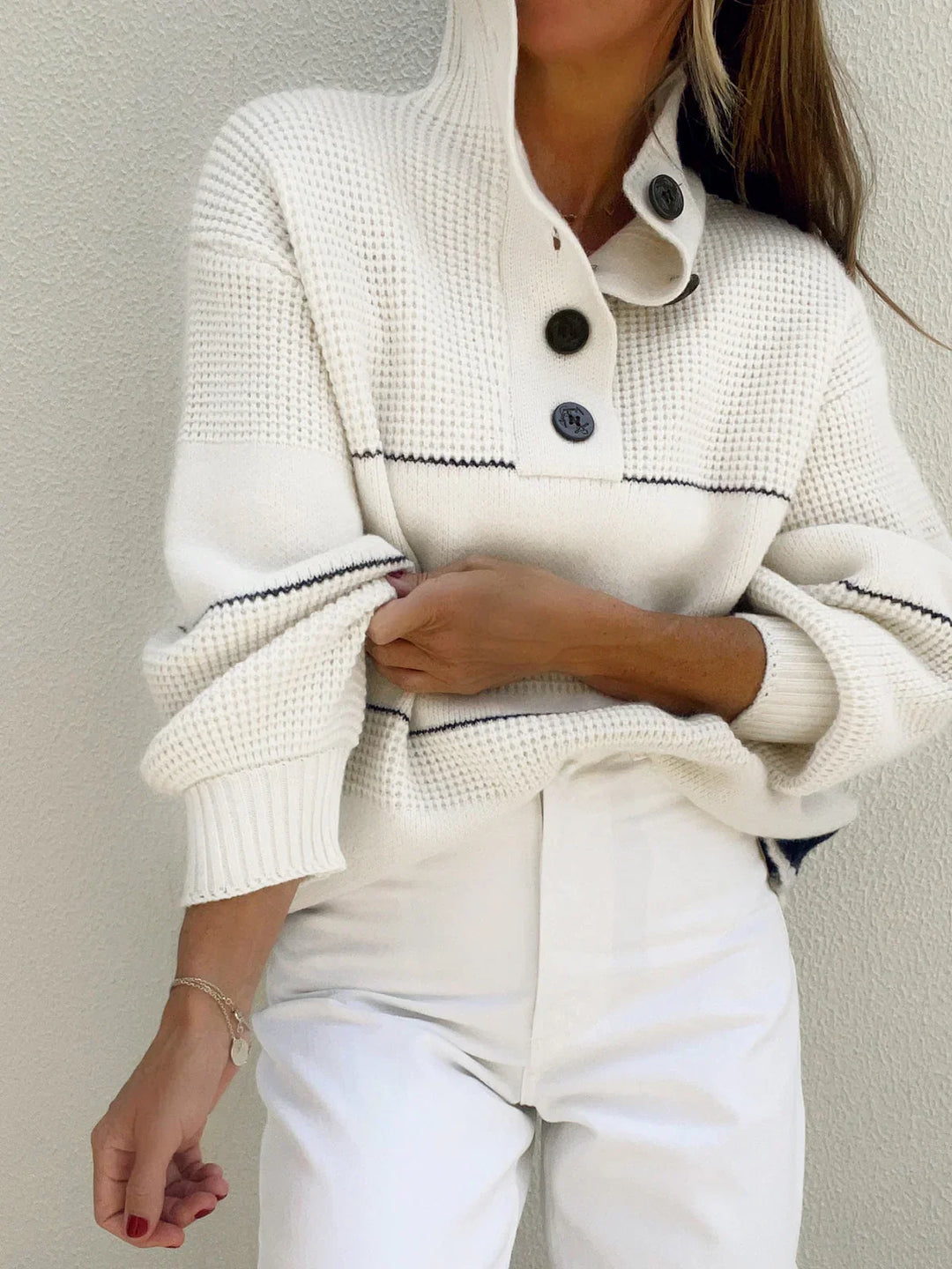 Abigail - Women's Knit Sweater with Button Placket
