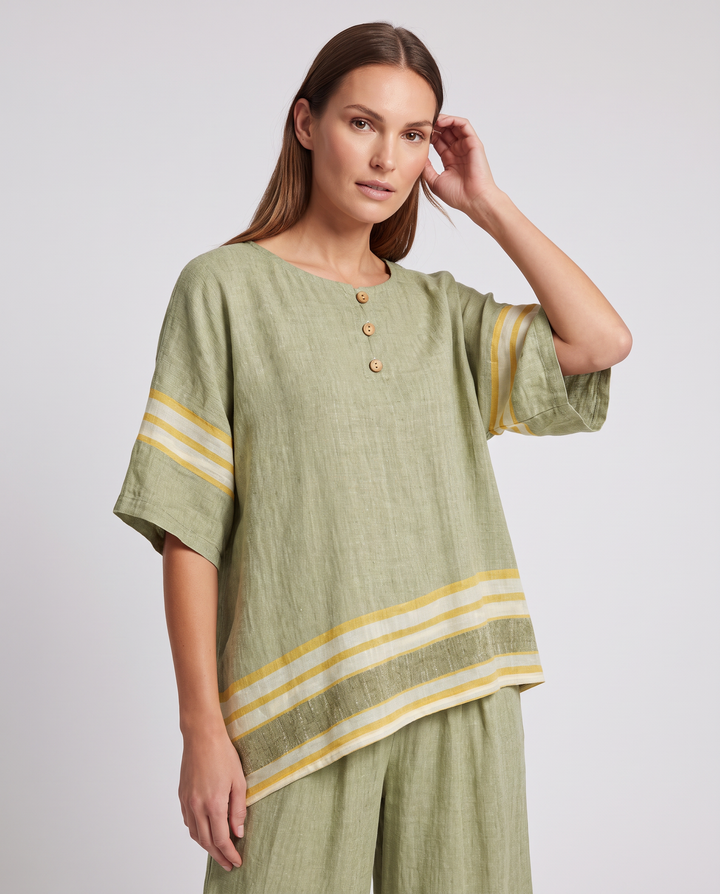 Green Striped Co Ord Set Summer Holiday