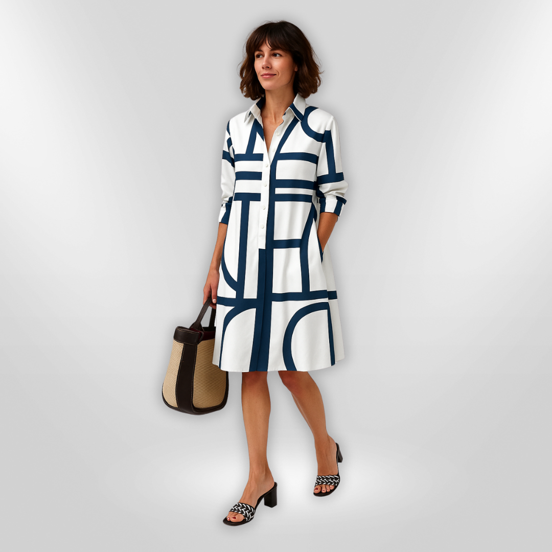 Bruria Geometric Midi Dress - Elena Harper