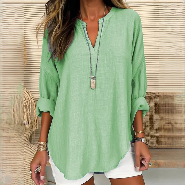 Eliza Comfortable V-Neck Blouse, view 2 - Elena Harper
