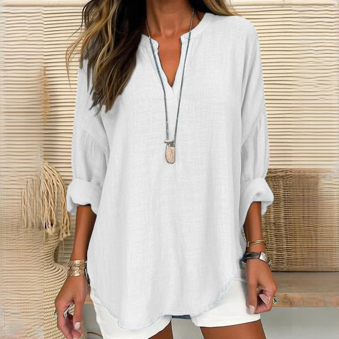Eliza Comfortable V-Neck Blouse, view 4 - Elena Harper