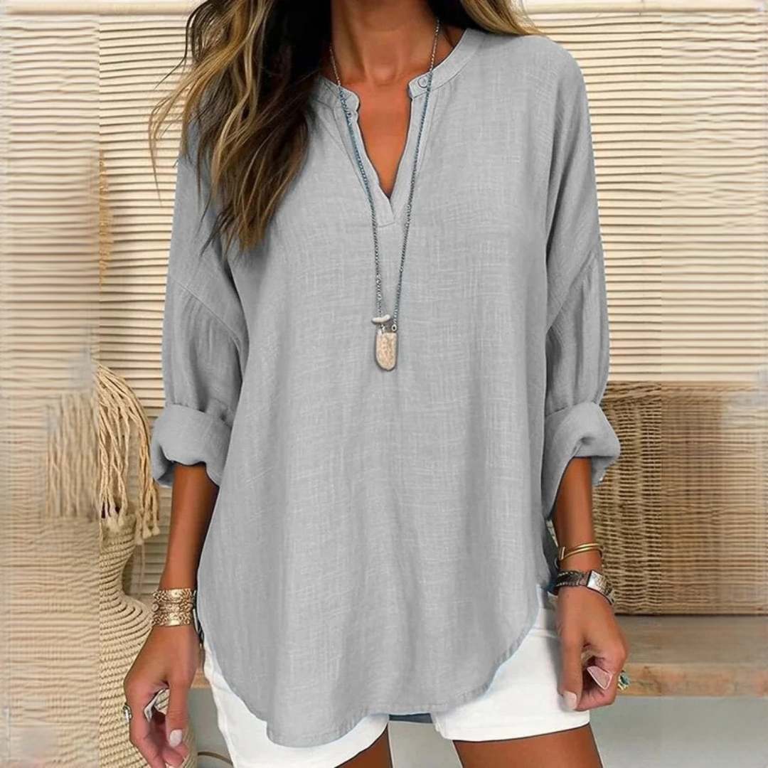 Eliza Comfortable V-Neck Blouse, view 5 - Elena Harper
