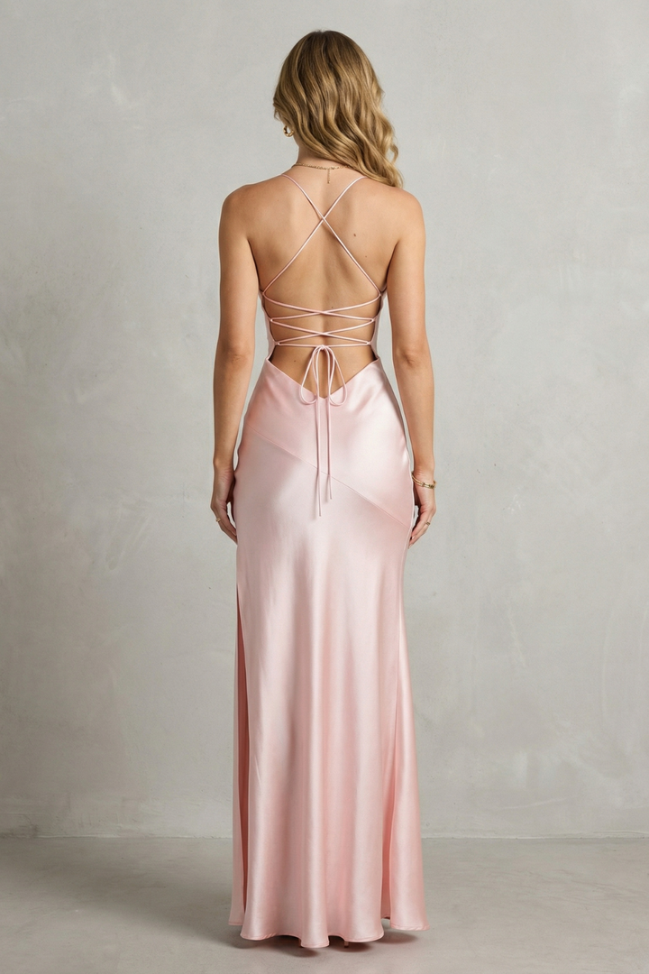 Adriana – Liquid silk seduction – Sleeveless high slit maxi dress