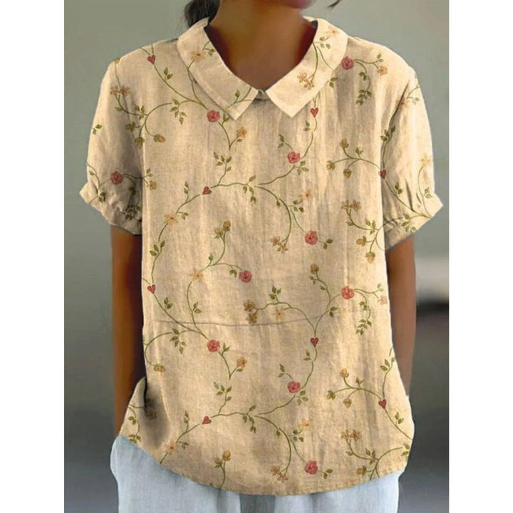 Cotton blouse with pastoral floral pattern, view 3 - Elena Harper