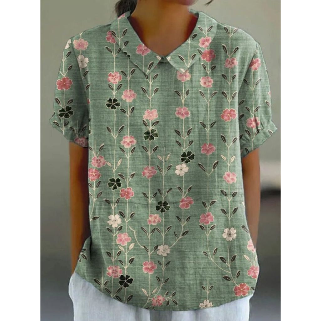 Cotton blouse with pastoral floral pattern, view 4 - Elena Harper