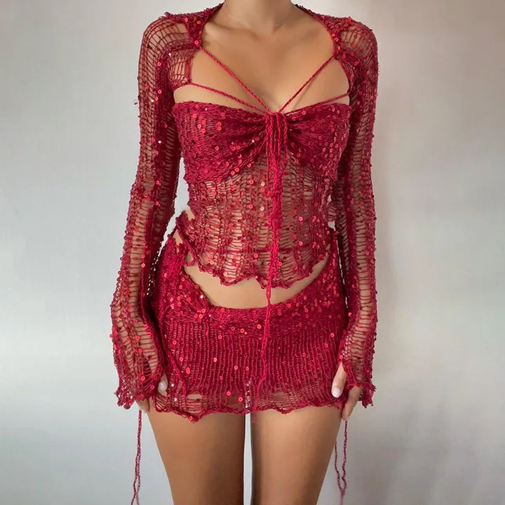 Women's Dazzling Sequin Rock Set - Sparkle & Style