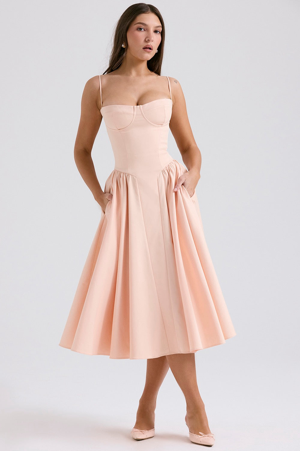 Women’s Midi Corset Dress with Adjustable Straps – Elegant and Flattering