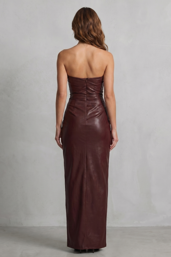 Albienne – Sculpted faux leather – Maxi dress