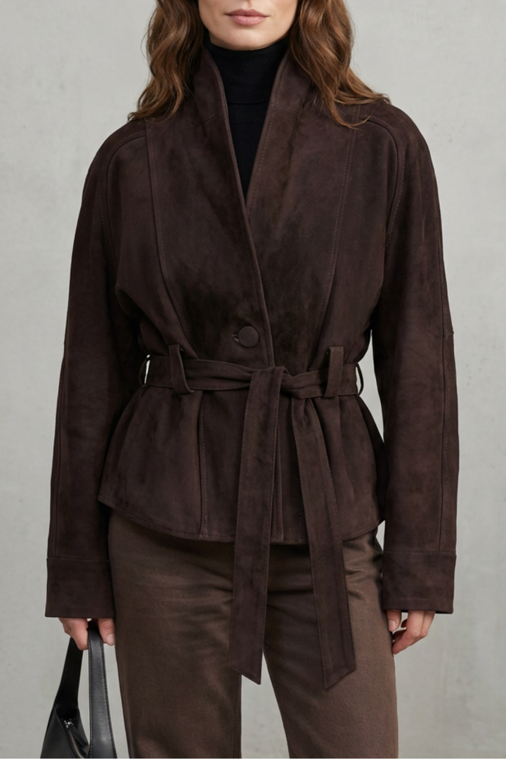Women's French Elegance Cropped Double-Breasted Wool Jacket Josephine - Elena Harper