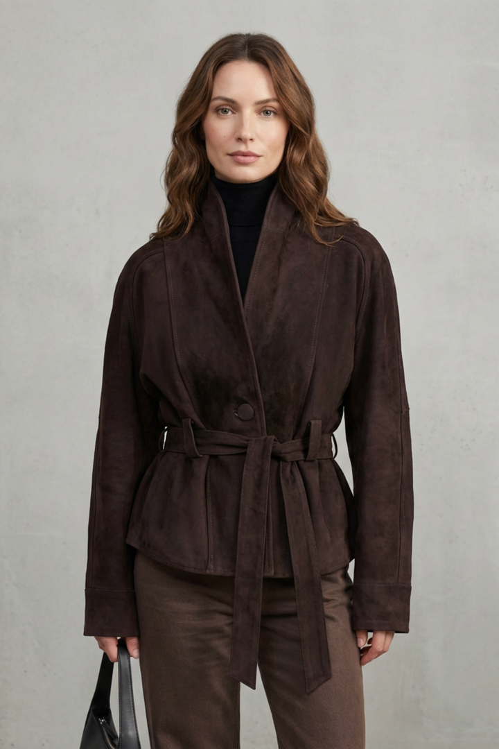 Women's French Elegance Cropped Double-Breasted Wool Jacket Josephine, view 2 - Elena Harper