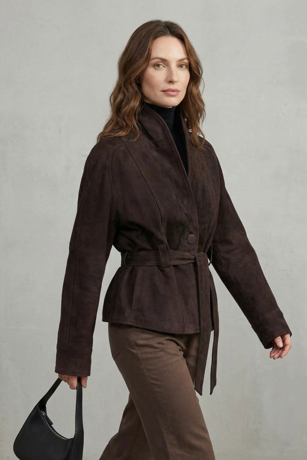 Women's French Elegance Cropped Double-Breasted Wool Jacket Josephine, view 3 - Elena Harper