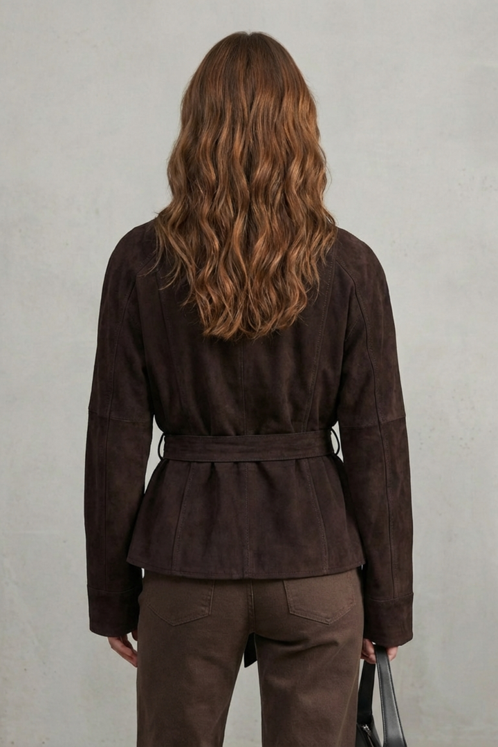 Women's French Elegance Cropped Double-Breasted Wool Jacket Josephine, view 4 - Elena Harper